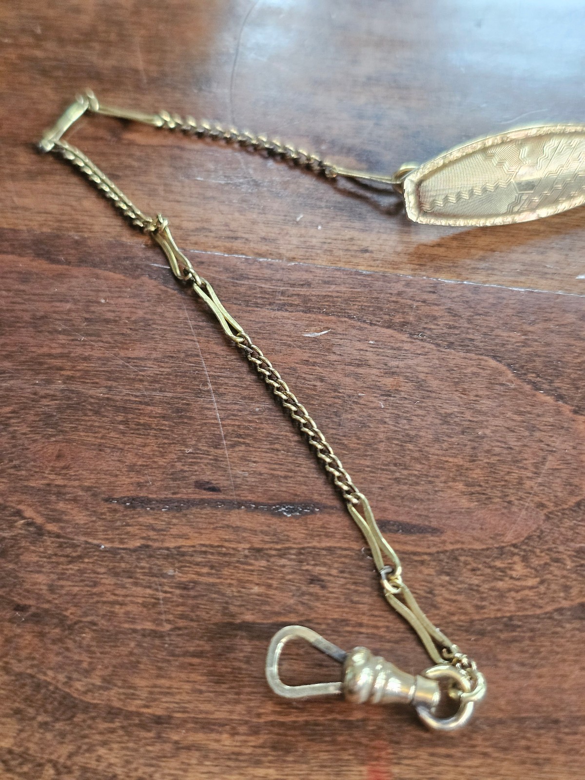 antique pocket watch belt clip- clasp marked 14k