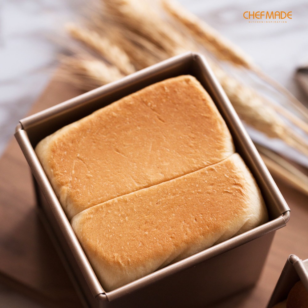 CHEFMADE Square Pullman Loaf Pan with Lid, Toast Box for Baking Bread