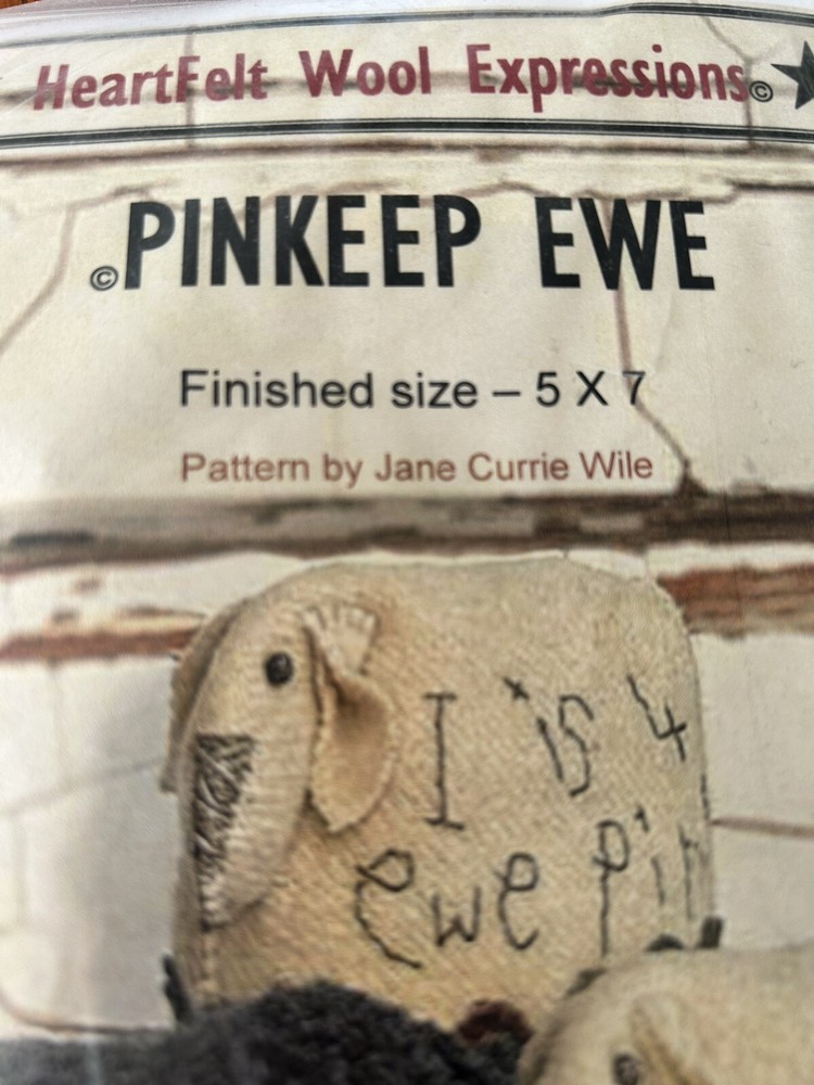 Pinkeep Ewe, Wool Applique Kit by Heartfelt Wool Expressions