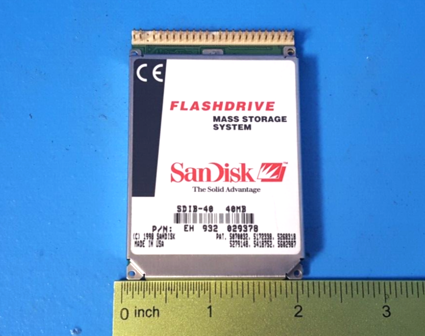 FLASHDRIVE, SDIB-40, SANDISK, MASS STORAGE SYSTEM, 40MB