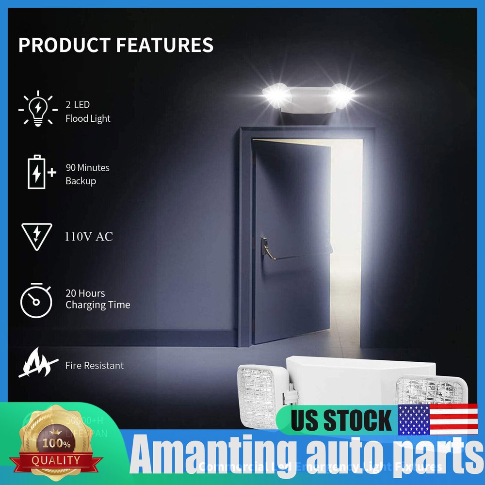 6 Pack LED Emergency Exit Light Adjustable 2 Head With Battery Back-up 924 US