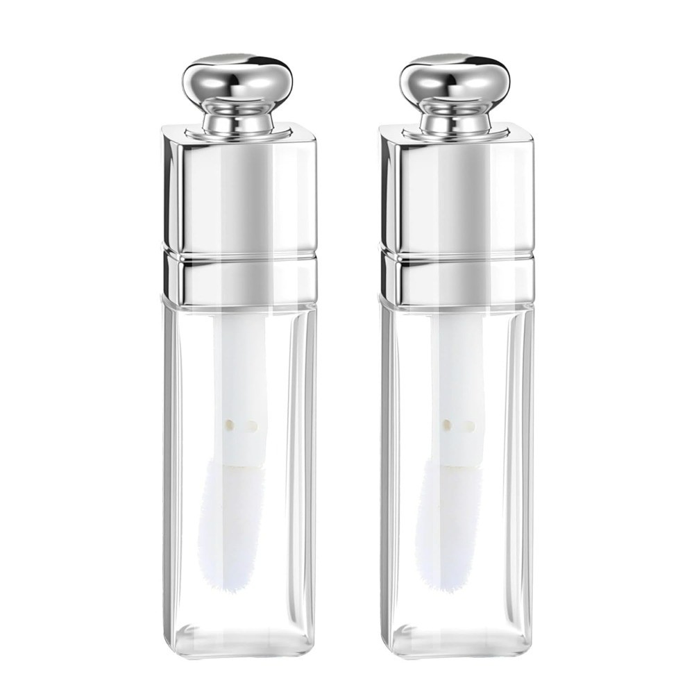 2 Pack 3ml Empty Lip Gloss Tubes Clear Refillable Lips Balm Bottles Clear Lip