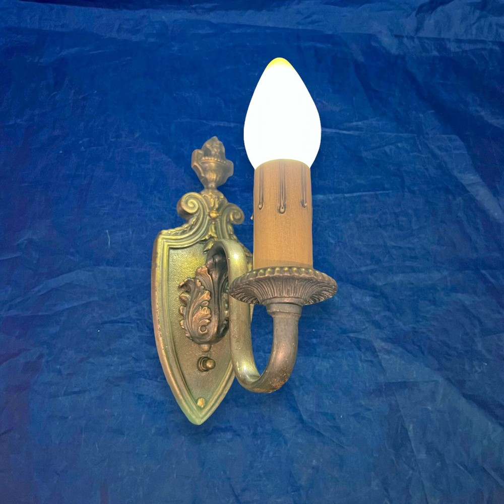 Pair Rewired antique Brass Heavy sconces Nice 26C