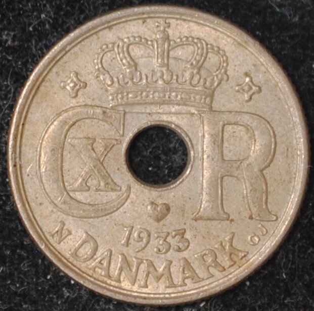 1933 Denmark 10 Ore AU