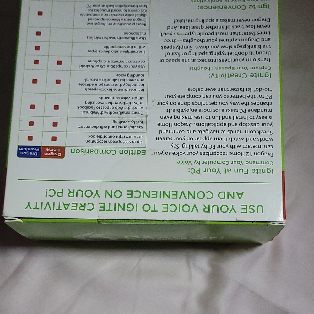 Nuance Dragon NaturallySpeaking 12 Home Speech Recognition Software Windows 7 E…