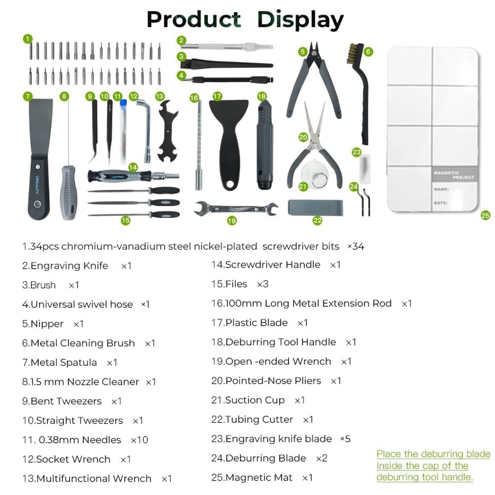 3D Printer Tools Kit, 74 Pcs in 1 3D Printing Tool Wrap Kit Assembly/Removal/...