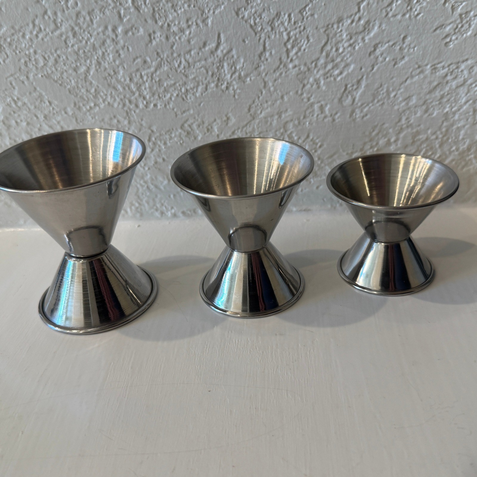 Stainless Steel Double Jigger Set Bartender Bar Measuring Cup 3 Piece