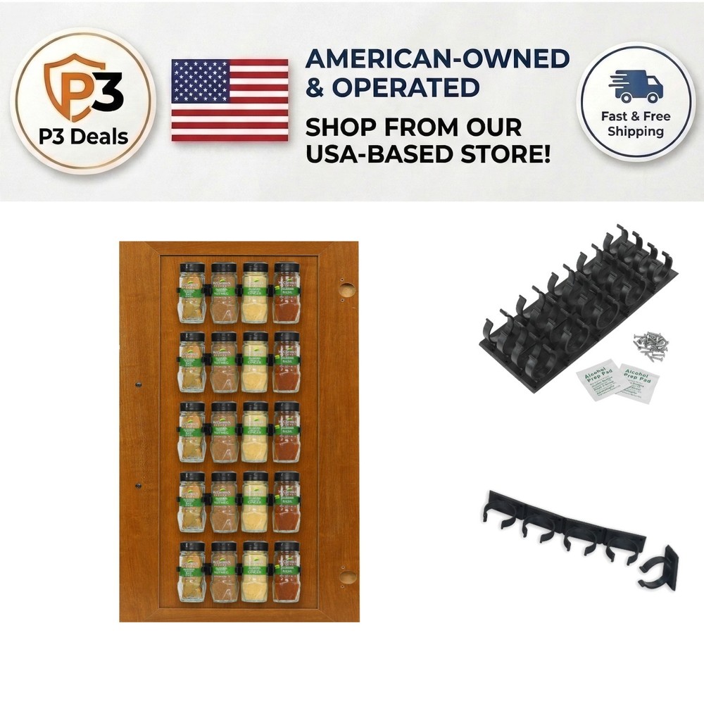 Space-Saving Spice Organizer for Kitchen & RV: 4 Adjustable Black Strips