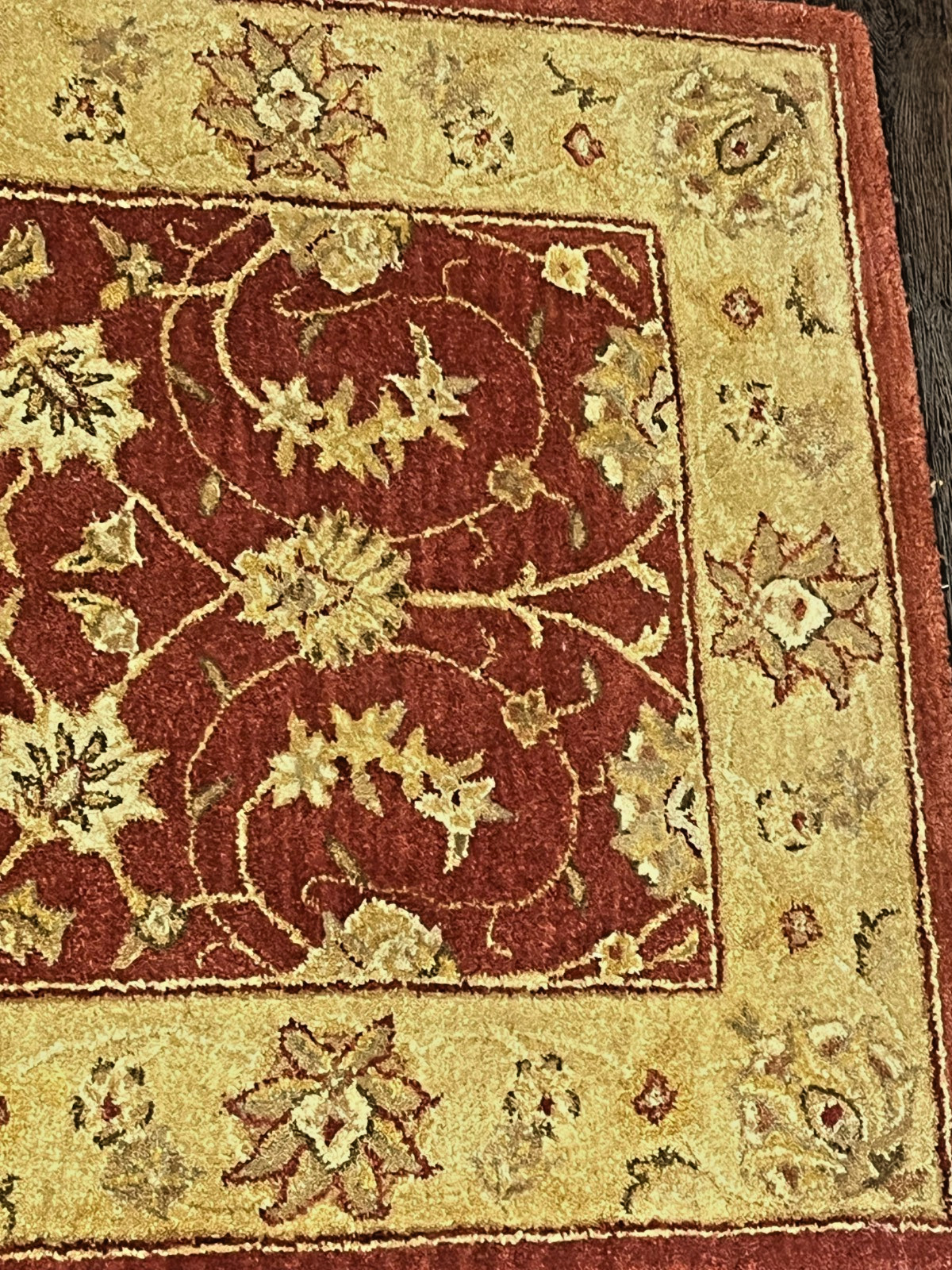 Hand Knotted Chobi Hallway Runner Rug Wool Red Beige Floral Pattern 31" x 97"