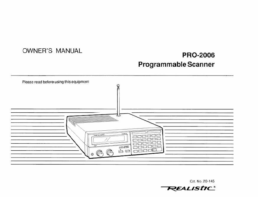 RADIO SHACK PRO-2006 INSTRUCTION OPERATING MANUAL