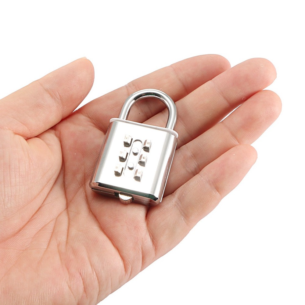 6-Digit Combination Padlock Push Button Lock for Locker Cabinet Silver Tone