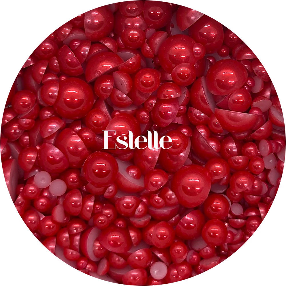 Flat Back Non-Hot Fix Pearls - Red