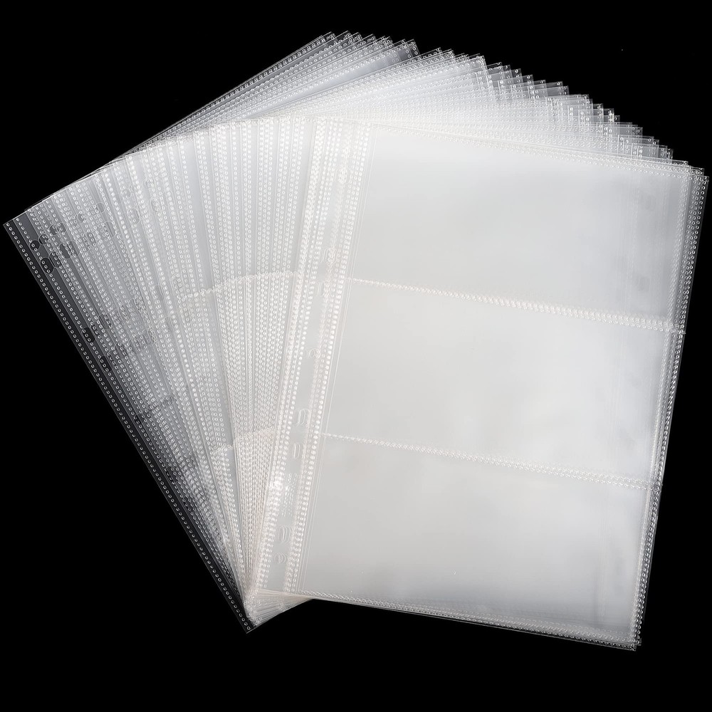 100 Sheets Currency Pages - 3 100 Sheets(3 Pockets/Sheet), Transparent