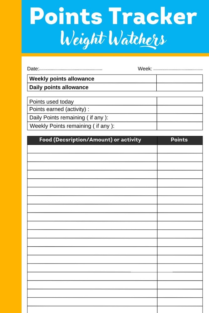 points tracker food journal