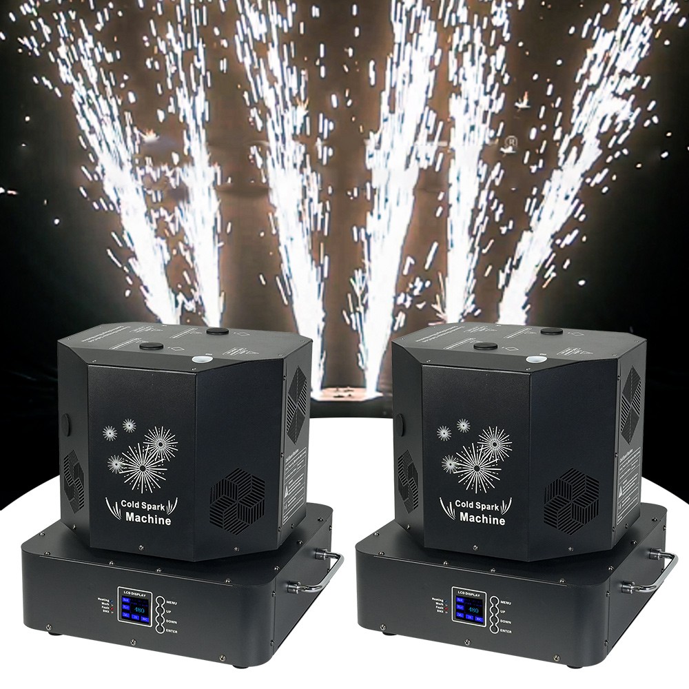 2X 1500W Spin Double Head Cold Spark Machine Double DMX Sparkler Machine