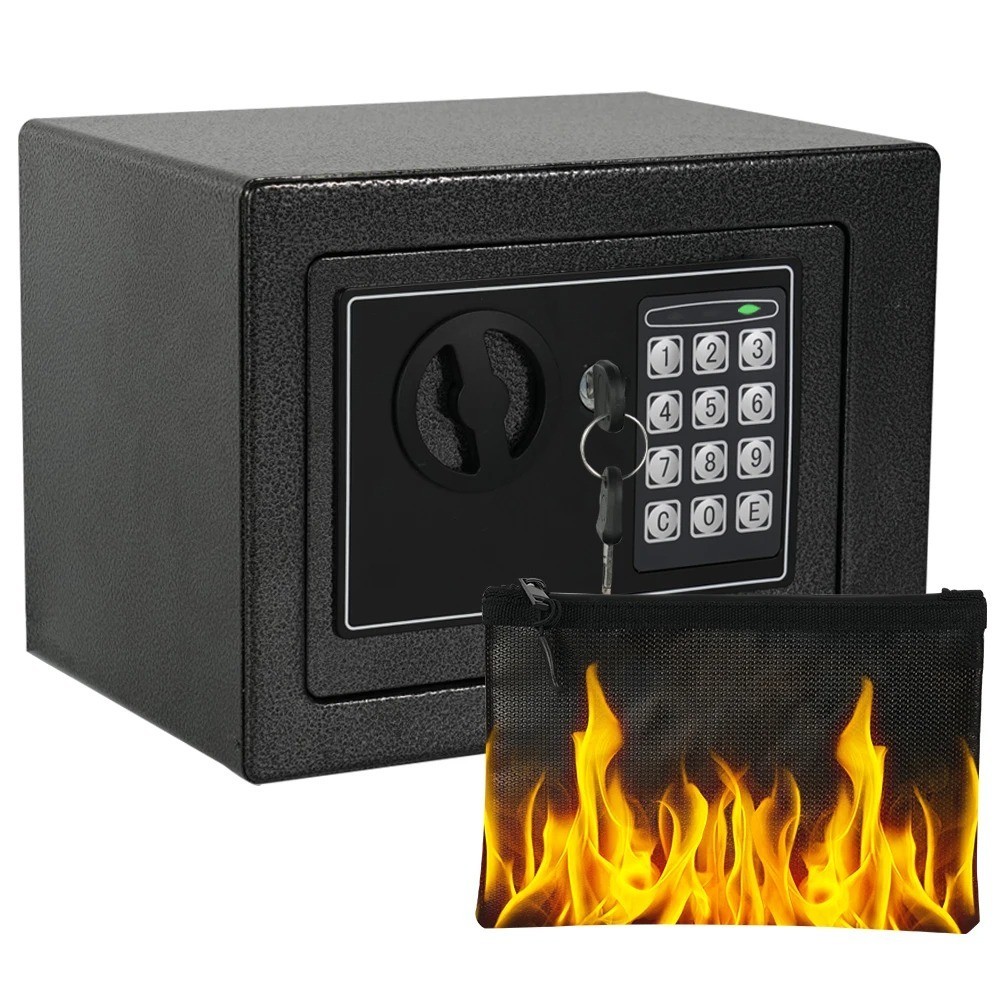 Fireproof Home Safe with Keypad Light & Adjustable Shelf