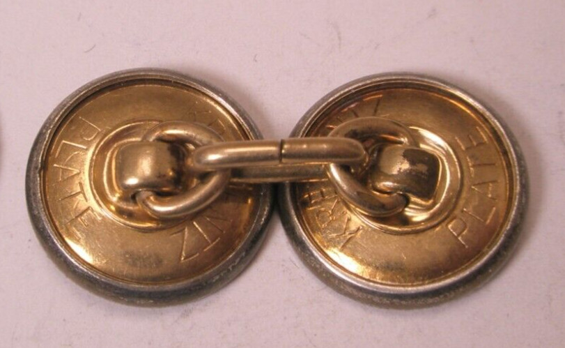 White MOP PLATED SINGLE Vintage DOUBLE SIDED Cuff Link replace lost/broken aa56