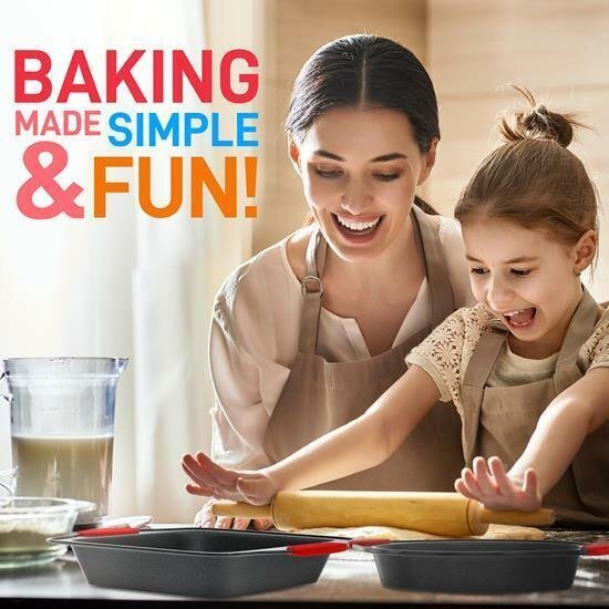 Nutrichef Steel Nonstick Bakeware, 8 Piece Set, Black Set NCSBS8S