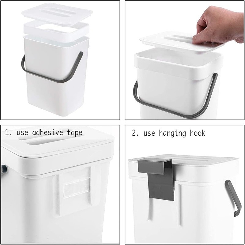 Odor Blocking Kitchen Compost Bin Indoor Fruit Fly Free Compact Container New