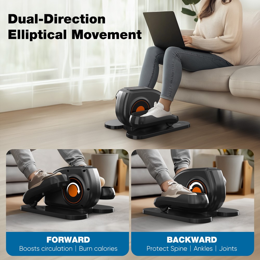Compact Portable Under-Desk Elliptical Machine with Adjustable Speed,LED Display