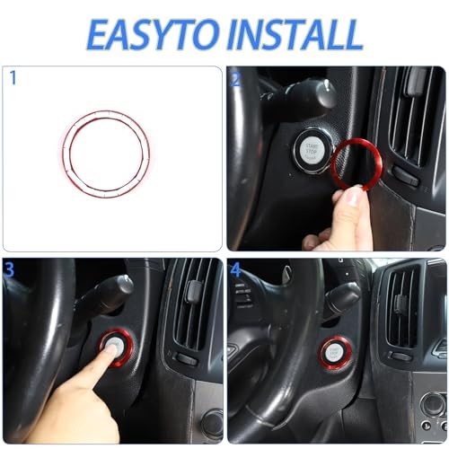 Car Engine Start Stop Button Cover Compatible with One click to start ring red