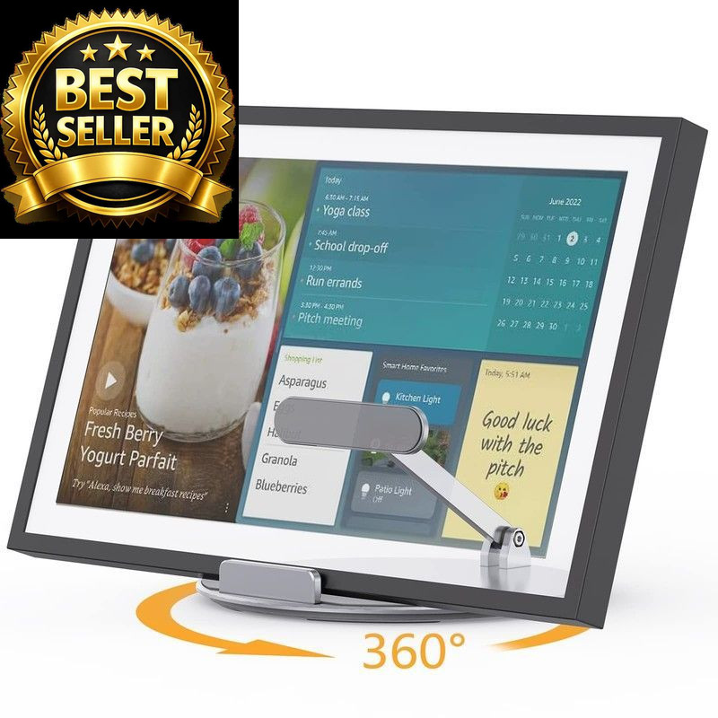 Laivli Stand Compatible with Echo Show 15/21, Adjustable Foldable Silver