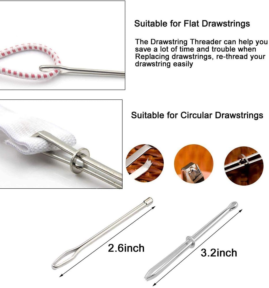 12 Pieces Replacement Drawstring Cords Flat Drawstrings with Easy Threaders f...