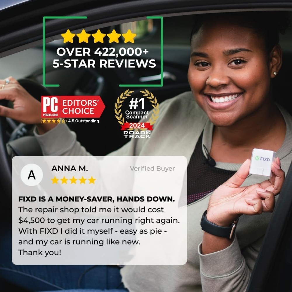 FIXD Bluetooth OBD2 Scanner for iPhone & Android - Diagnostic Scan Tool for Repa