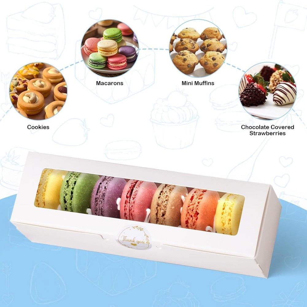 Durable 20 Pack Macaron and Cookie Boxes with Clear Window for Special Occasions