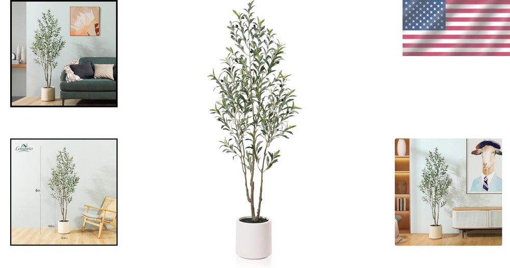 6ft Artificial Olive Tree in White Planter