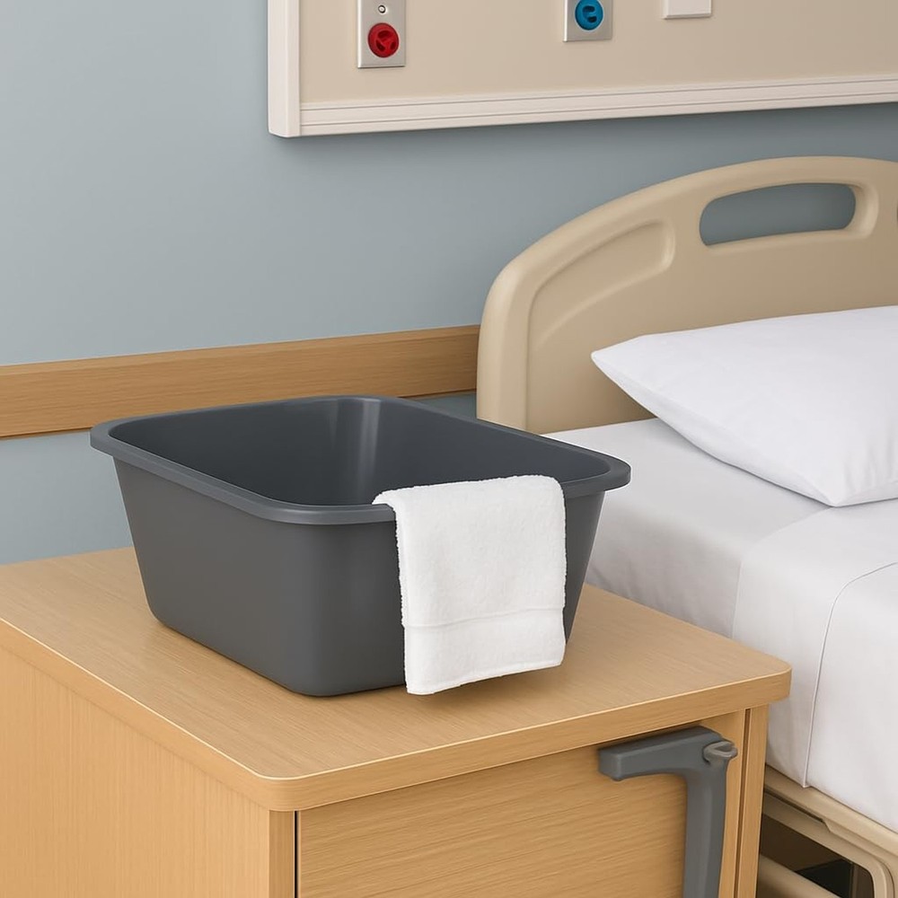 Vakly Wash Basins [2 Pack] – Rectangular Plastic 7-Quart Graduated Hospita