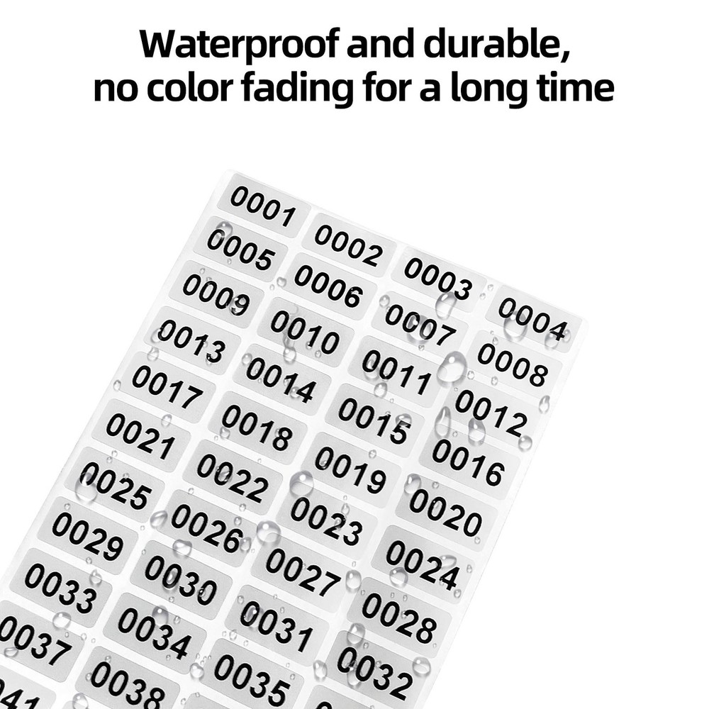 Continuous Digital Sticker Label 00012000, Waterproof and Durable Serial Numb...