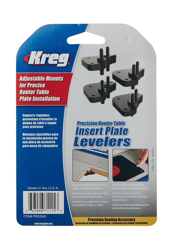 Precision Router Table Insert Plate Levelers Unique bottom-mount Design Durable