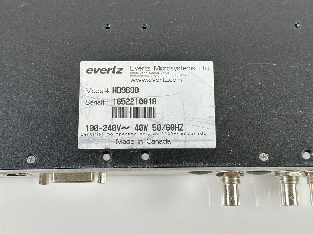 EVERTZ HD9690 HD GRATICULE GENERATOR