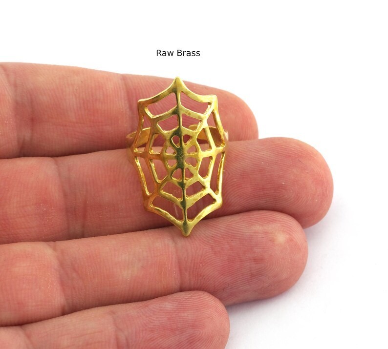 Spider Web Adjustable Ring Raw brass or Plated (8US size) 2734