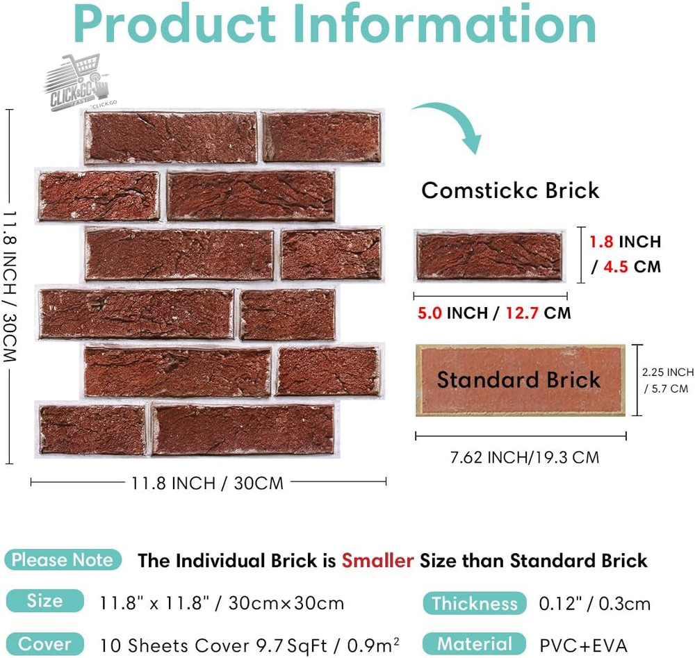 3D wall panels self-adhesive stone effect, 10 pieces, 30 × 30 cm, cladding