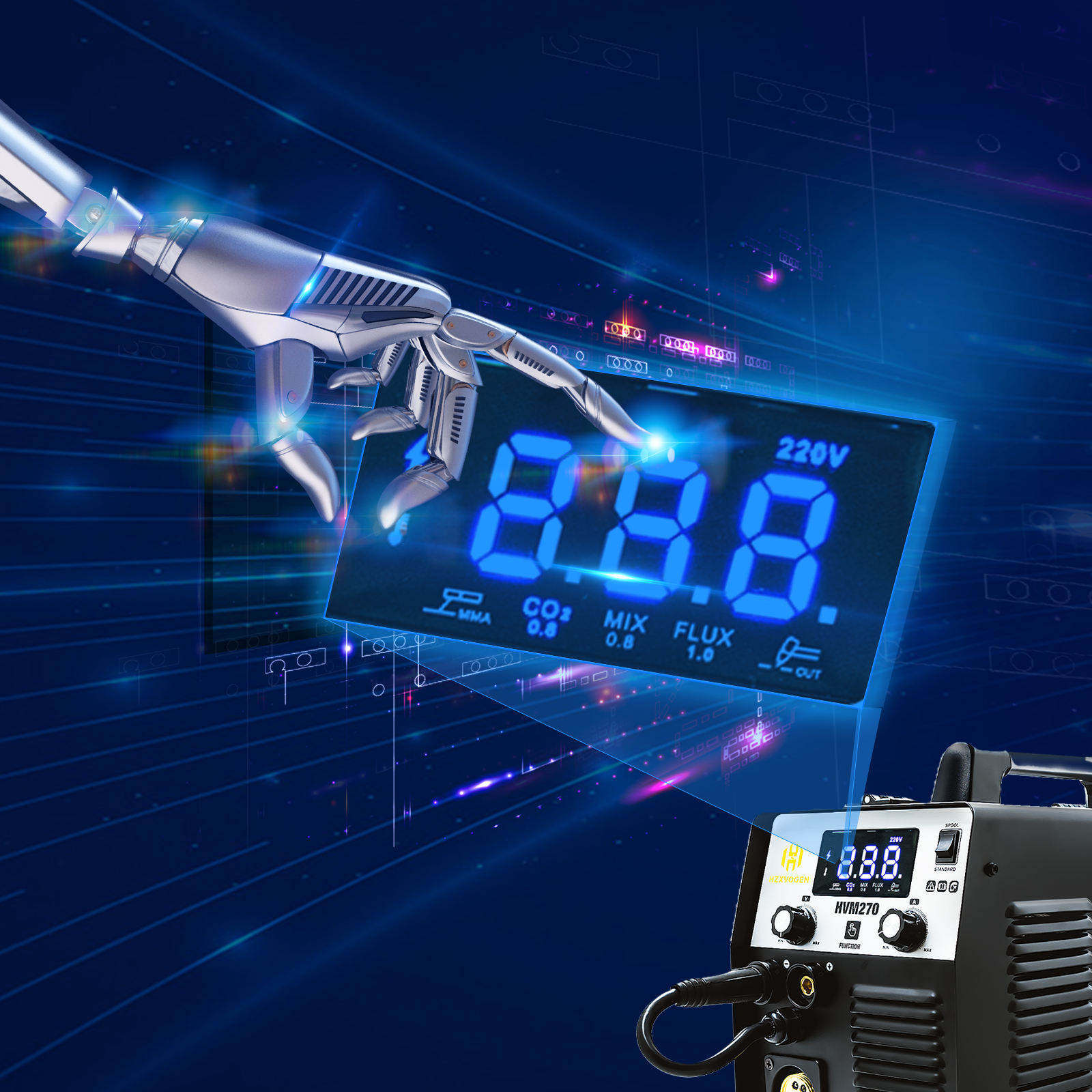 5 in 1 MIG/CUT/TIG/MMA Welder 250A MIG Welder Plasma Cutter 220V Gas/Gasless US