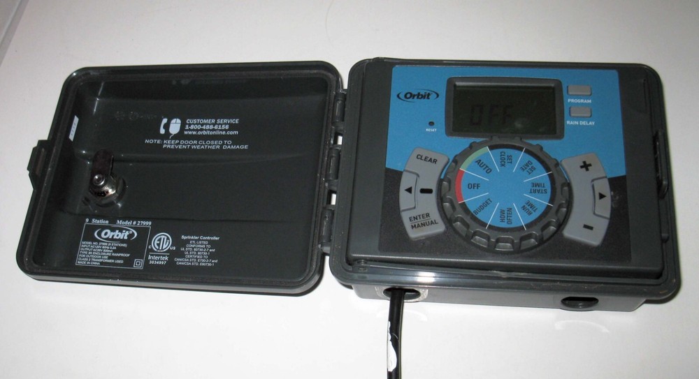 Orbit Model 27999 9-Station 3-Program All Weather Sprinkler Timer Used Working