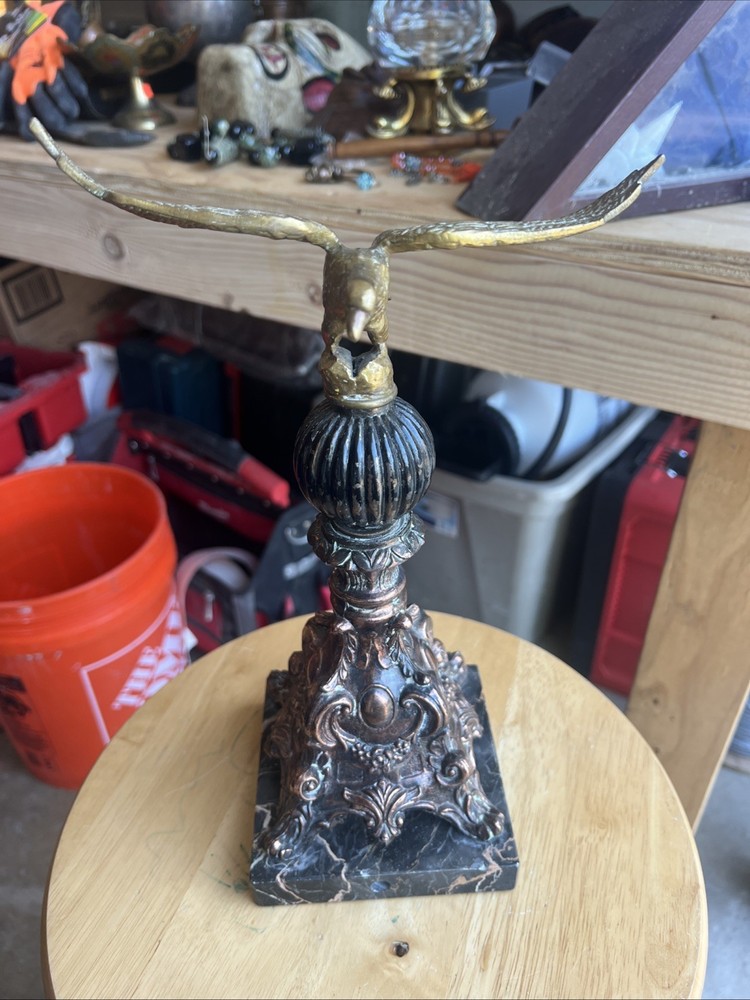 Antique Bronze Eagle Finial on Ornate Base