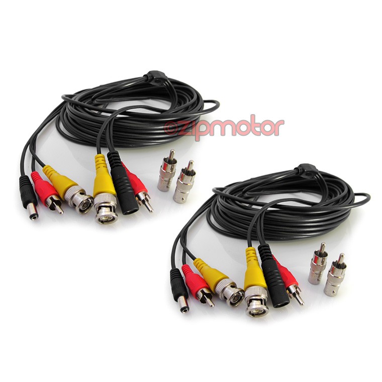 2X 50FT 15M BNC CCTV DVR SECURITY CAMERA SYSTEM AUDIO RCA VIDEO DC POWER CABLE