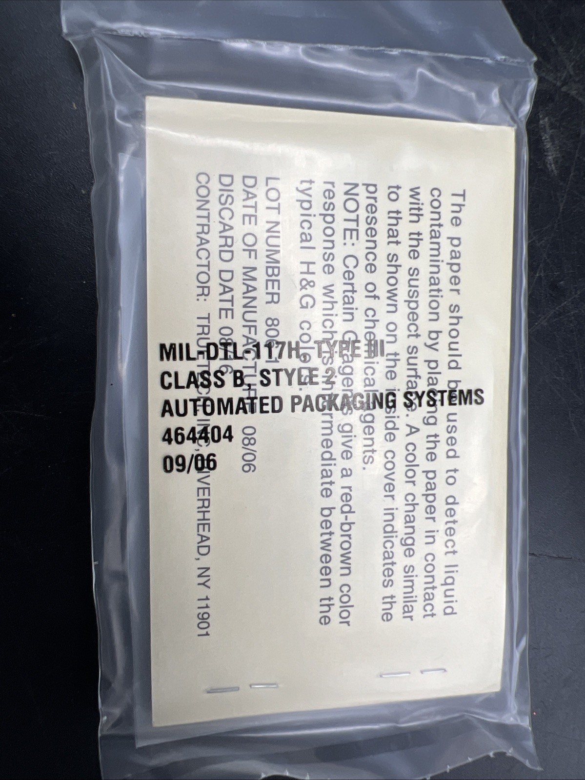 M8 Chemical Agent Detector (CAD) Paper - Booklet of 25 Sheets NEW