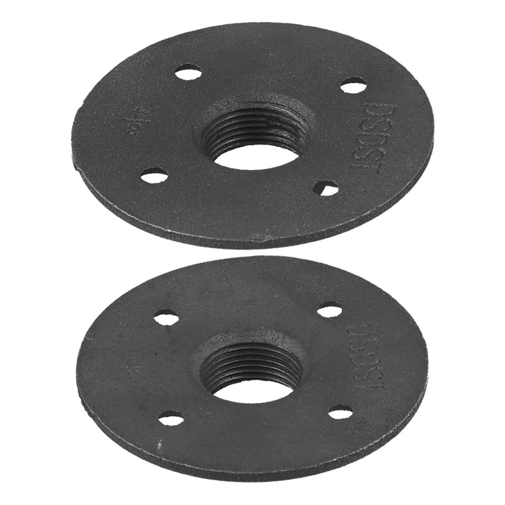 3/4 Black Painted Floor Flange with Threaded H 2 Pack Secure Installation