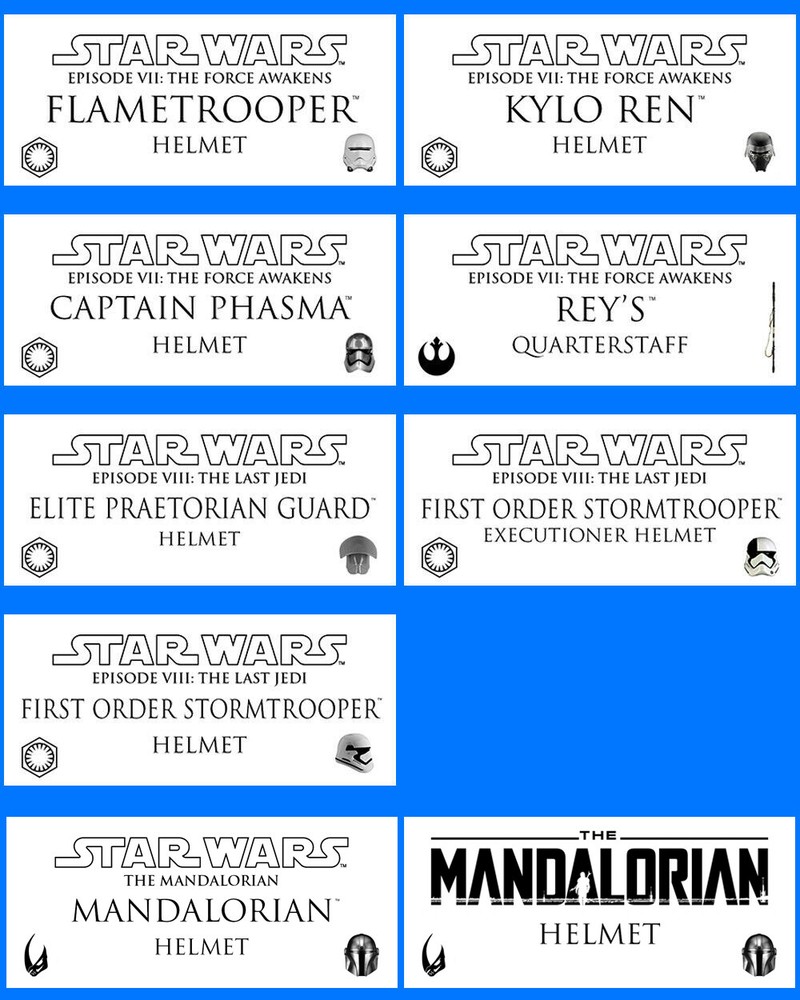 Anovos Helmet Replicas Display Plaques - Pick 1