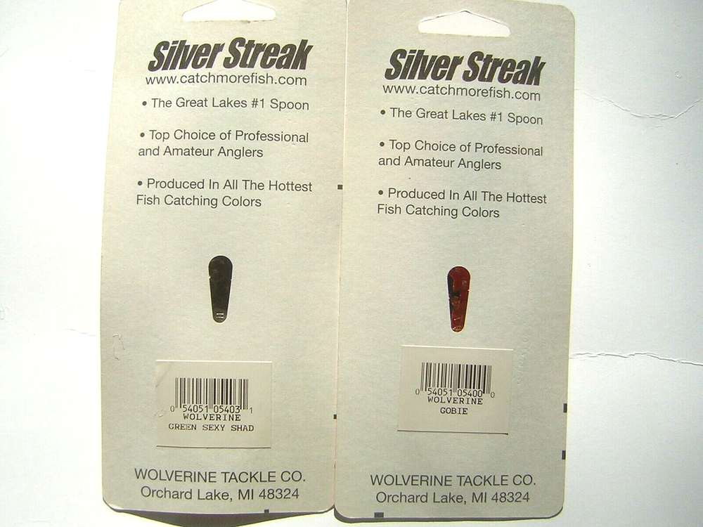TWO (2) New Wolverine Silver Streak Trolling Spoons-Assorted Colors