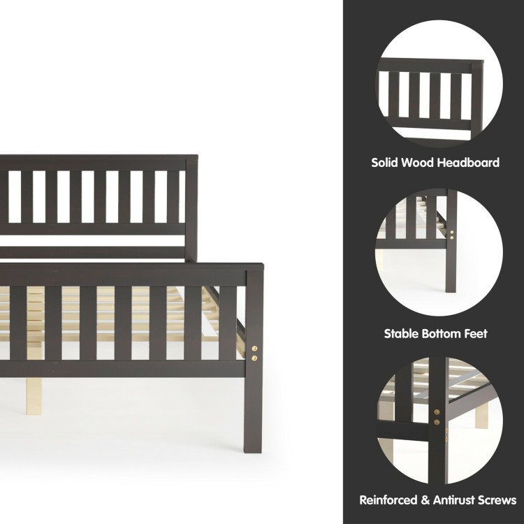 Solid Wood Platform Bed with Headboard, Slats, 12” Storage, Easy Assembly