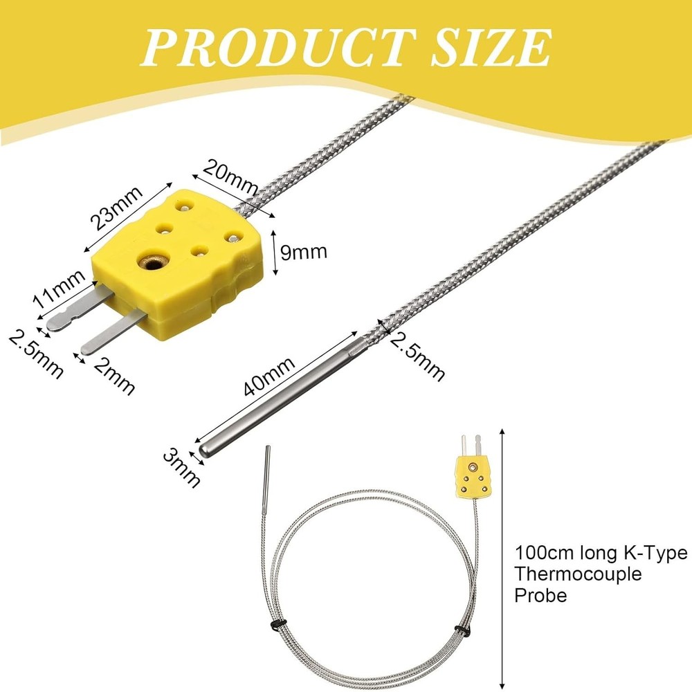 Type K Thermocouple Probe Tl1004 K Type Sensor Probes MetalTemperature Sensor...