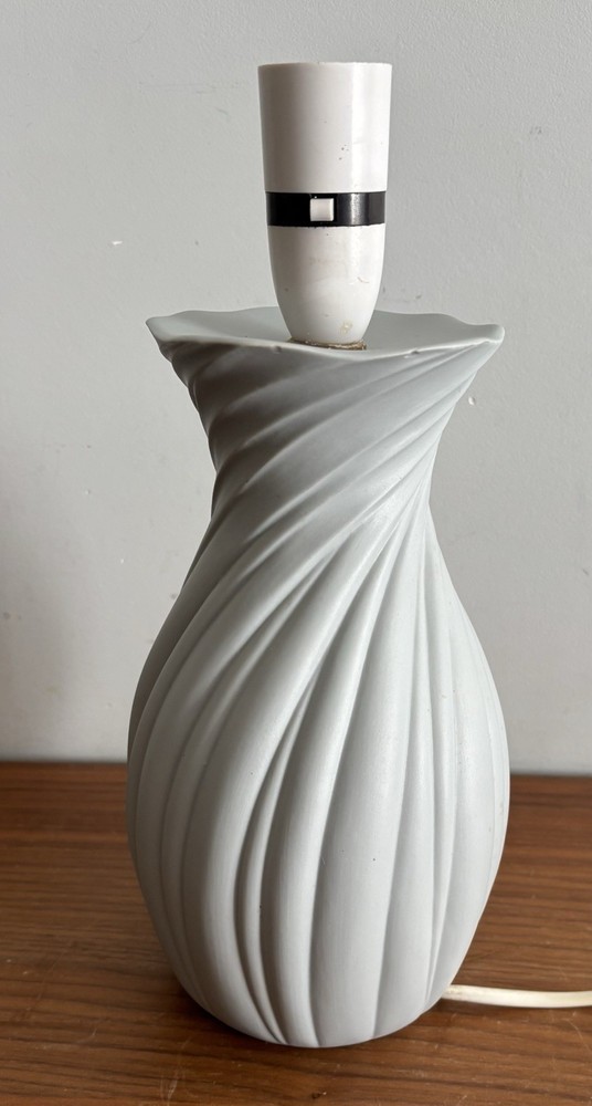 Vintage Table Lamp Twisted Ribbed Ceramic Blue/Gray 30cm