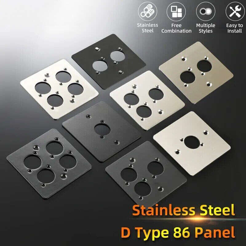 1Pcs Type 86 Power D Type Module Socket Blank Panel Stainless Steel Matte Hifi