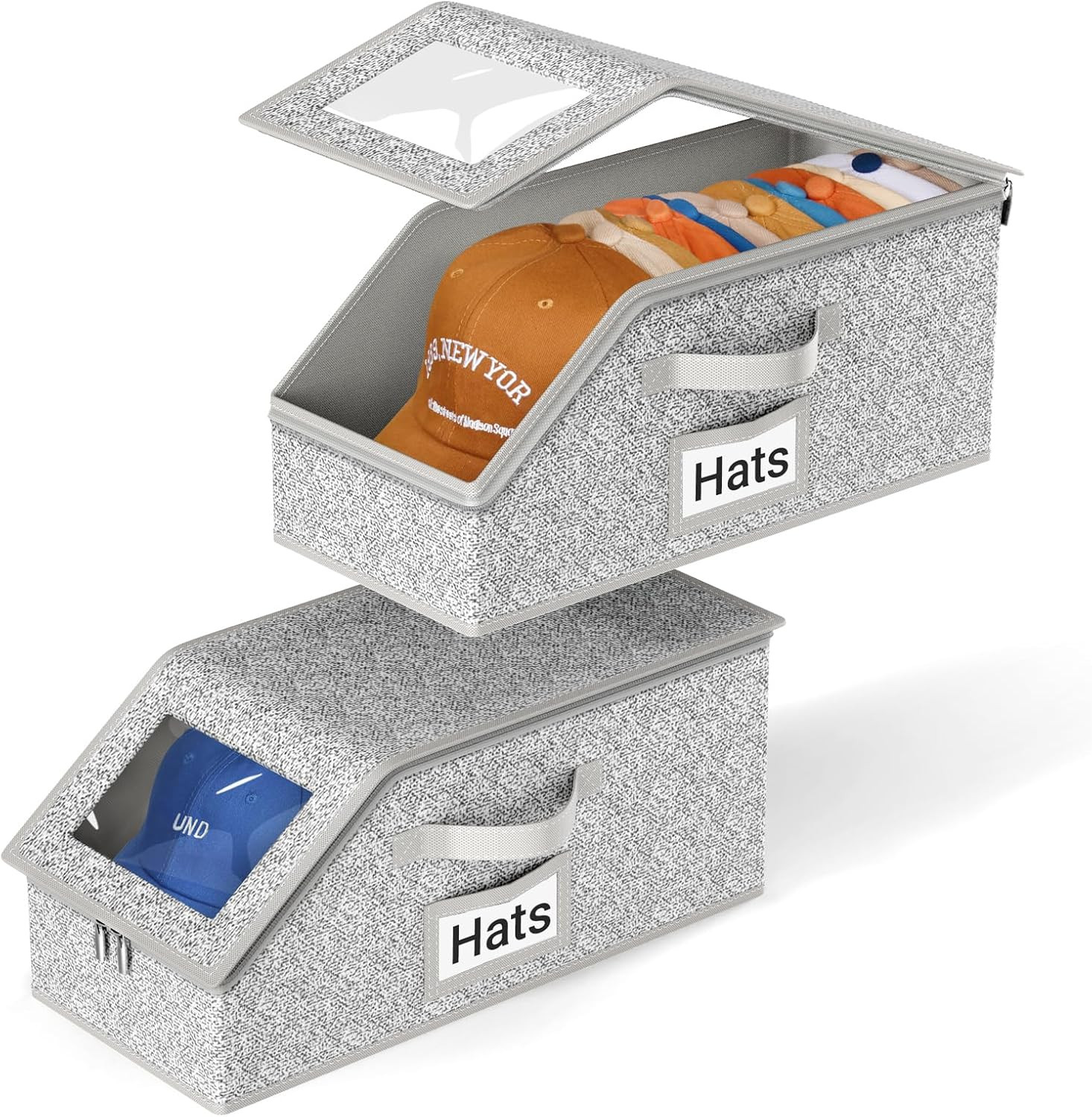 2 PCS Stackable Hat Storage for Baseball Caps, Holds up to 24 Caps Hat Organizer