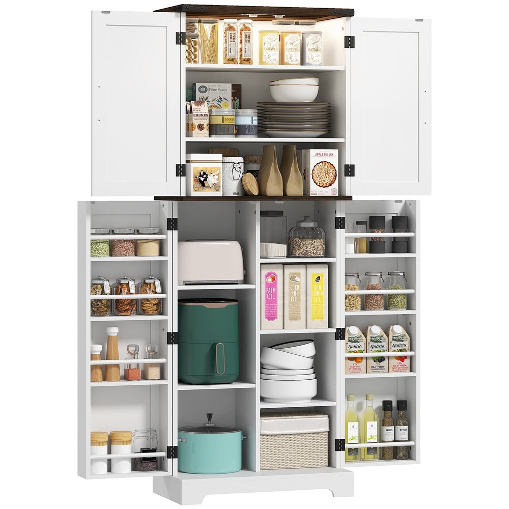 64" Kitchen Pantry Storage Cabinet with Motion Sensor Light